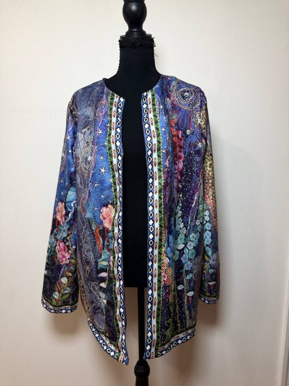 Boho Bohemian Statement Coat Galaxy Celestial Art-to-Wear Jacket
